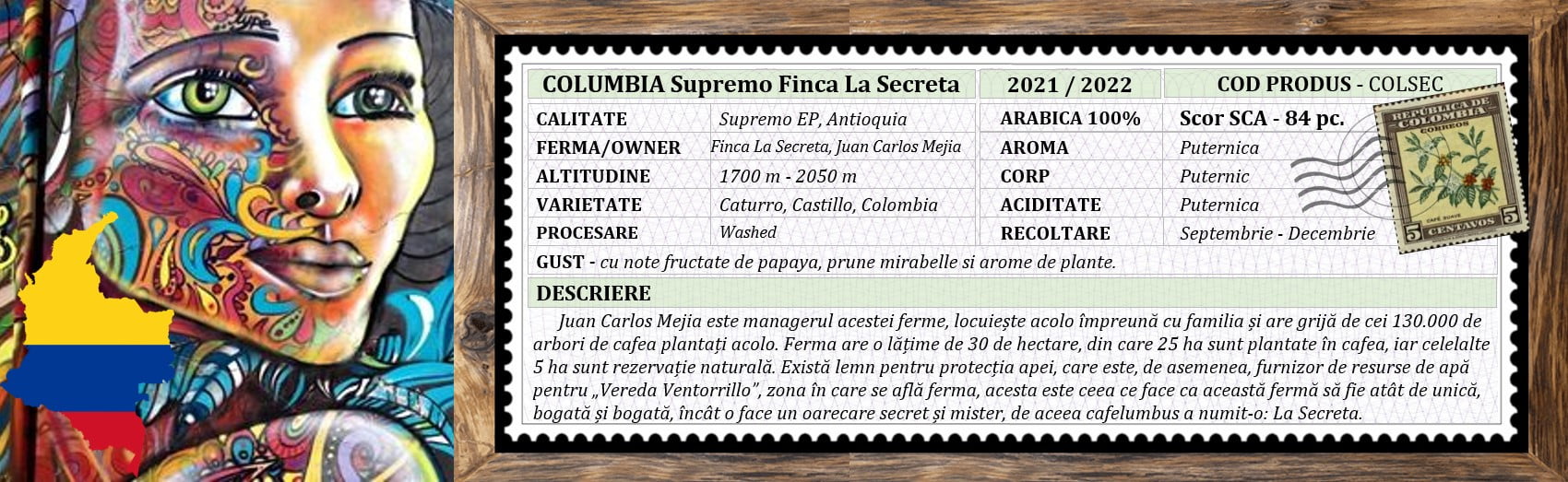 Cafea COLUMBIA Antioquia Supremo Finca La Secreta