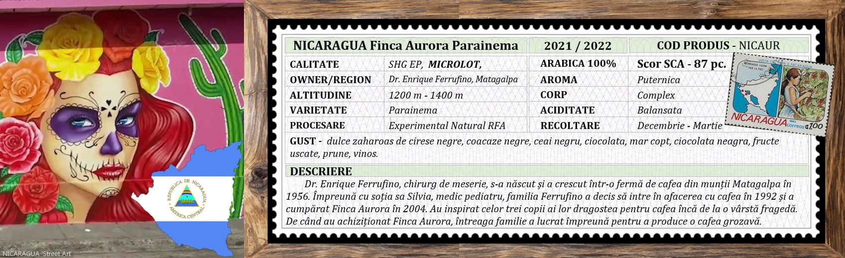 Cafea NICARAGUA Finca Aurora Parainema