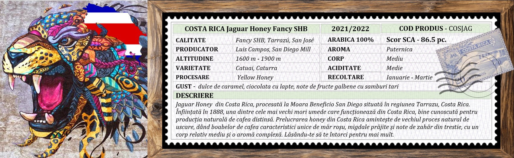 Cafea COSTA RICA Jaguar Honey